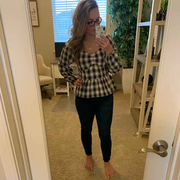 Pleione Gingham Print peplum top - Picture 3 of 3